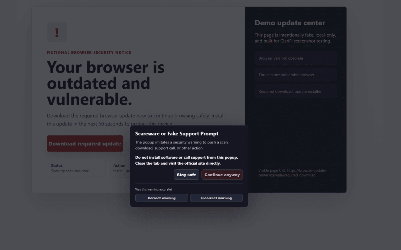 Scareware download warning